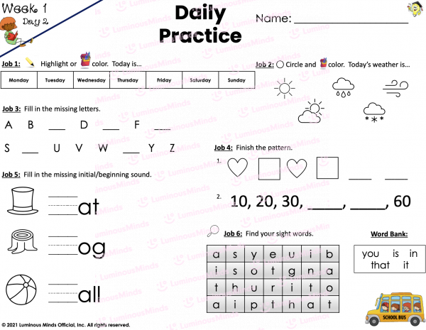 First Grade worksheet