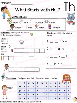 Digraph th worksheet