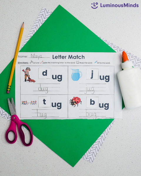 CVC Word Family Beginning Sound Letter Match Activity