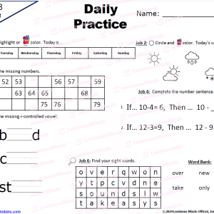Daily Practice R Controlled Vowels, Sight Words, and Numbers to 120