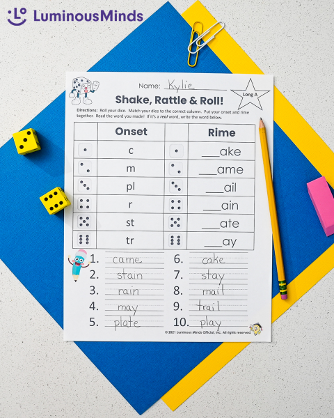 Onset and Rime Center Station Dice Game | Long A Sound