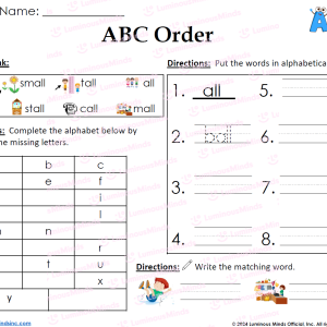 Word Family All Student Worksheet