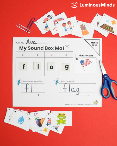 Sound Box Learning Mat CCVC Words | Word Building Activity Mat
