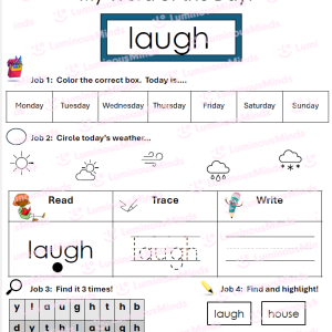 enchmark-Aligned Second Grade High Frequency Word Student Worksheet Sight Word Laugh