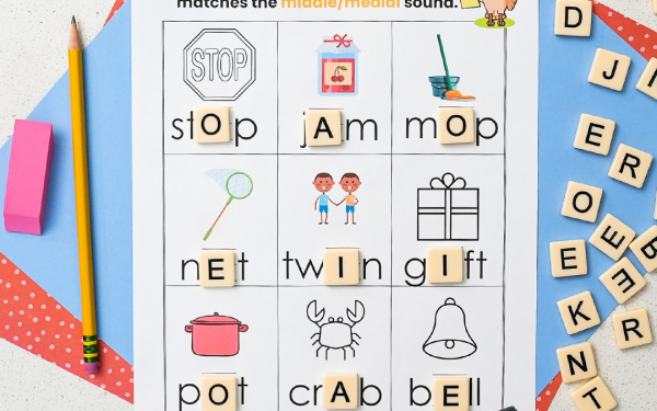 Middle Sound Isolation Word Building Activity