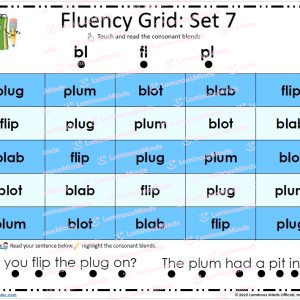 Consonant Blend Fluency Grids R-Blends Bl, fl, pl Grid Set 7