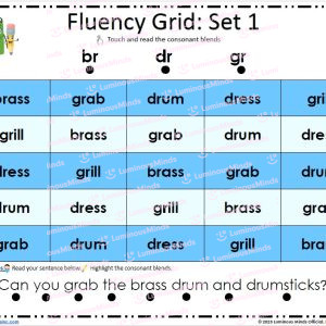 Consonant Blend Fluency Grids R-Blends Br, dr, gr Grid Set 1