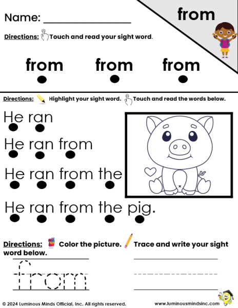 Sight Word From Sentence Ladder and Fluency Reading Practice