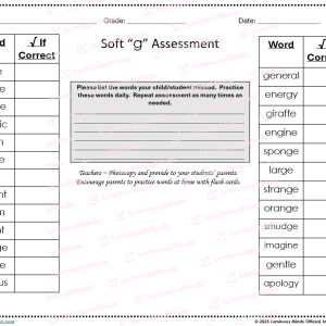 Soft G Optional Student Reading Assessment 1