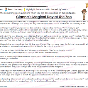 Soft G Reading Comprehension and Test Prep Worksheet and Activity