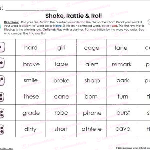 Syllable and Multisyllabic Word Center Station Dice Game