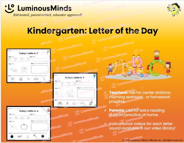 Phonics Day Lettering Phoneme Mapping Worksheet - Kindergarten: Letter of the Day Bundle Pack