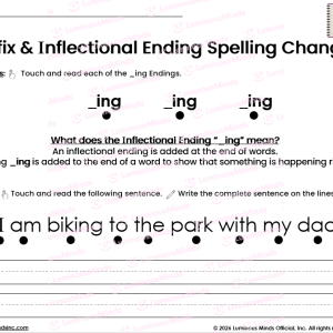 Word Study and Practice with Suffix and Inflectional Endings ing Definition and Student Reading and Writing Practice