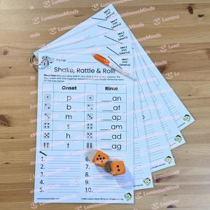 Shake, Rattle, Roll Reading Dice Game Single Student Set | 5 Laminated Mats - One For Each Short Vowel Sound Kit Sample 3
