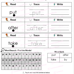 95 Phonics Core Program-Aligned High Frequency Words First Grade Student Sample Worksheet_Review Sheet