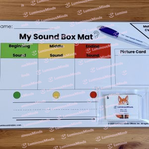 CVC Word Building Phonics Mat Individual Student Set w/ White Board Pen and Pouch