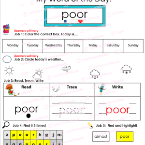 UFLI-Aligned Heart Word Worksheets Lessons 77-128 Heart Word poor student worksheet